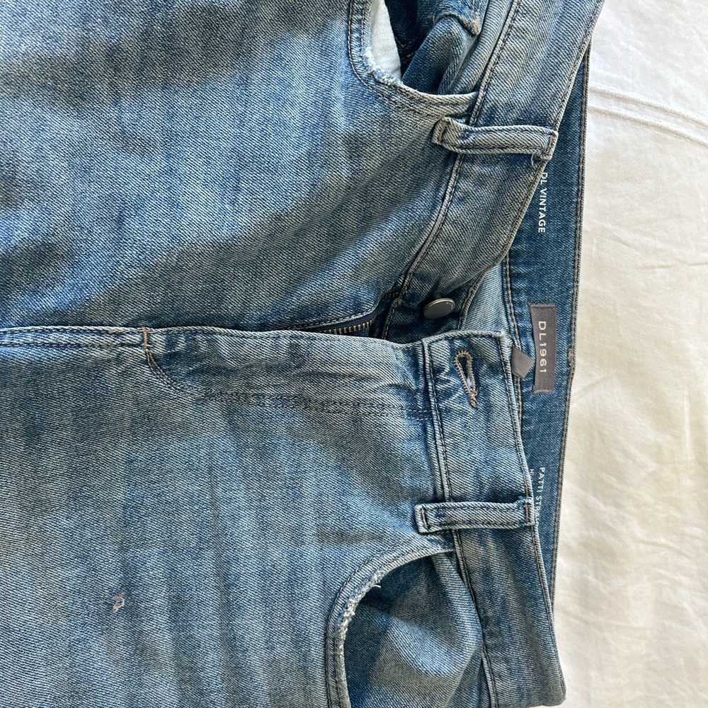 DL1961 Jeans Blue Patti Straight Patchwork High Rise Vintage Ankle - Picture 4 of 6